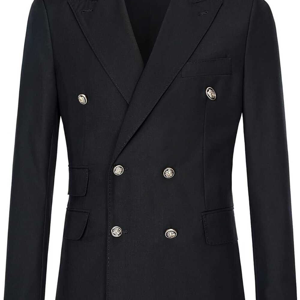 Men's Slim Fit 2 Piece Suit Double Breasted Business Wedding Prom Tuxedo Suits B - Picture 5 of 8
